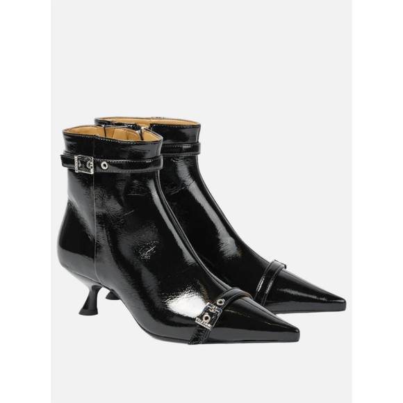 NEW GANNI women´s eyelets kitten heel boots in black